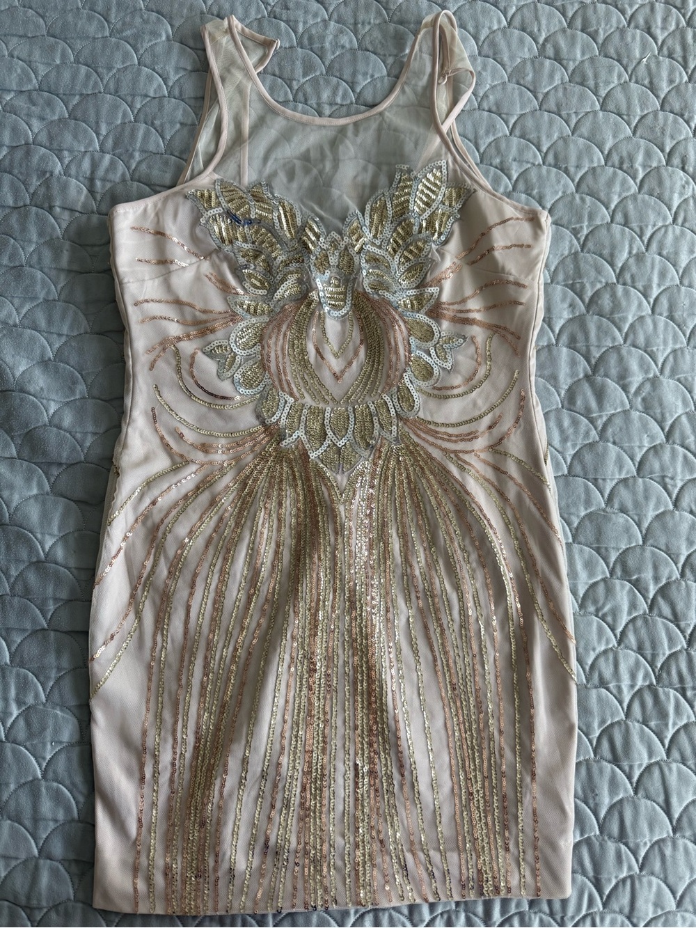 bebe Blush Pink Sequin Embellished Mini Dress